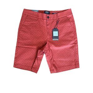 NWT Ben Sherman Red Geometric Print Chino Shorts Sz. 30 Stretch Fit